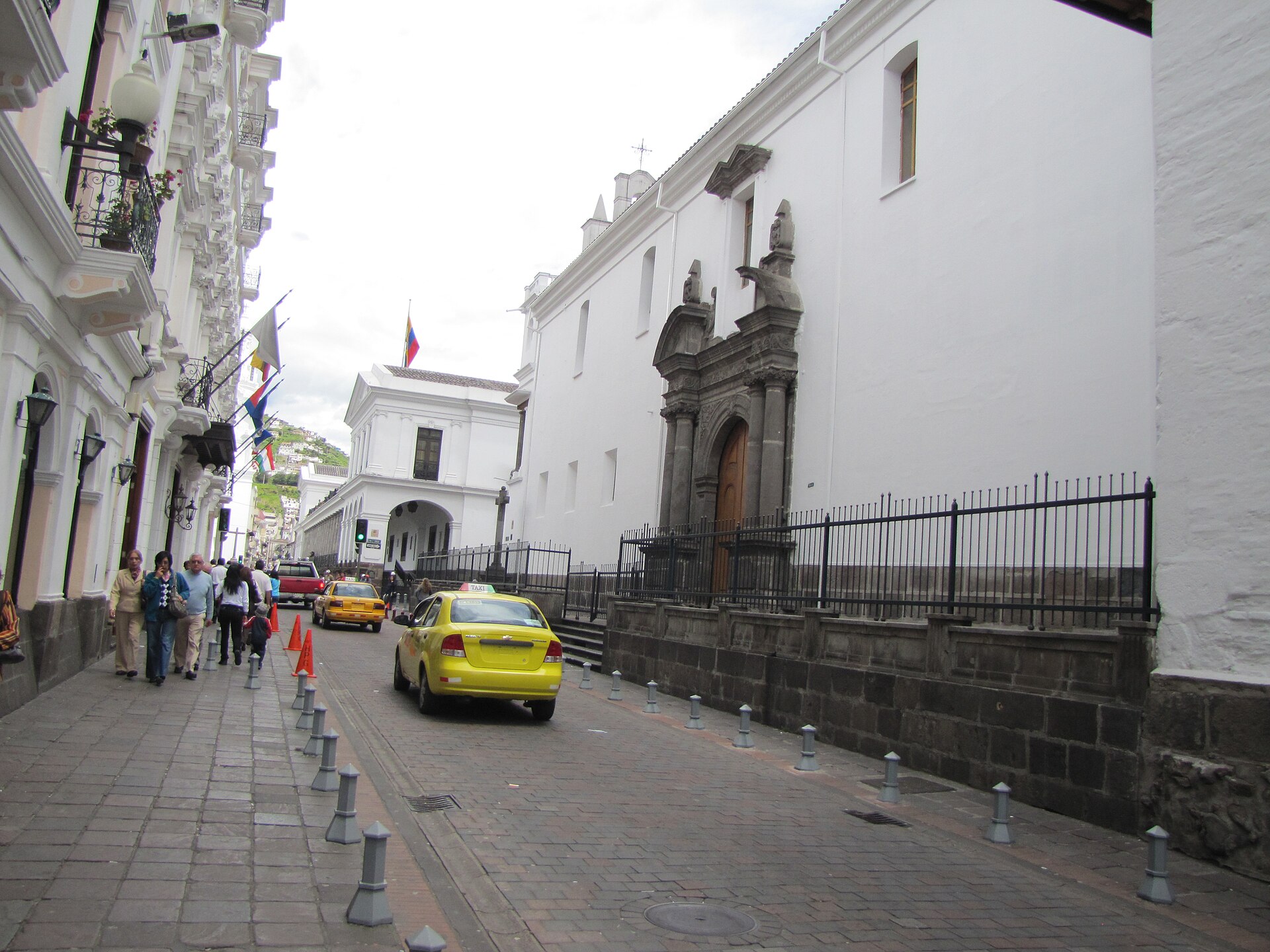 Calle García Moreno in the historic centre of Quito, Ecuador