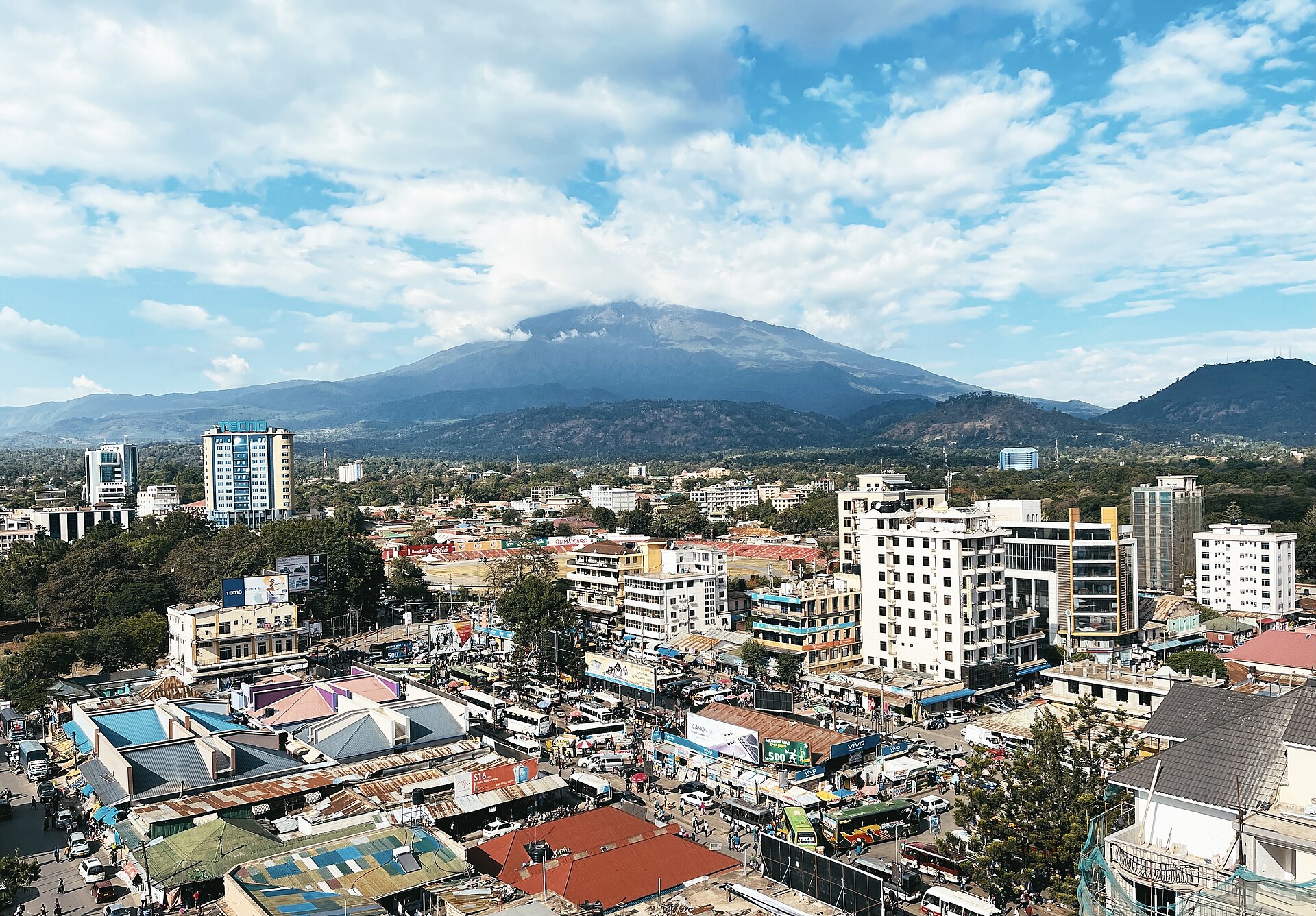Retire in Tanzania — central Arusha with Mount Meru behind