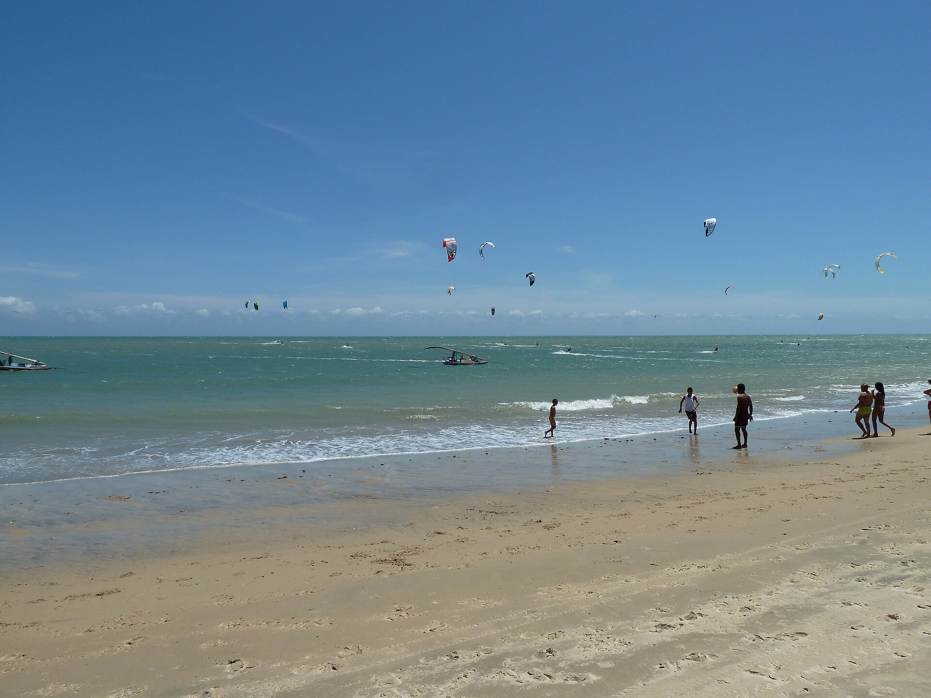 Kitesurfers over Cumbuco beach in Caucaia, Ceará, Brazil, host of the Réveillon Saudade New Year event in December 2026