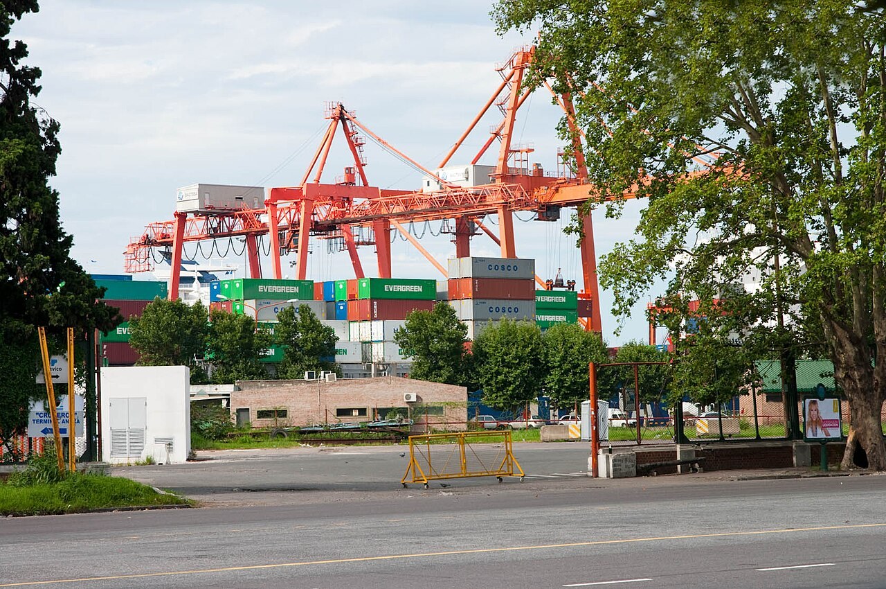 Container cranes at the port of Buenos Aires