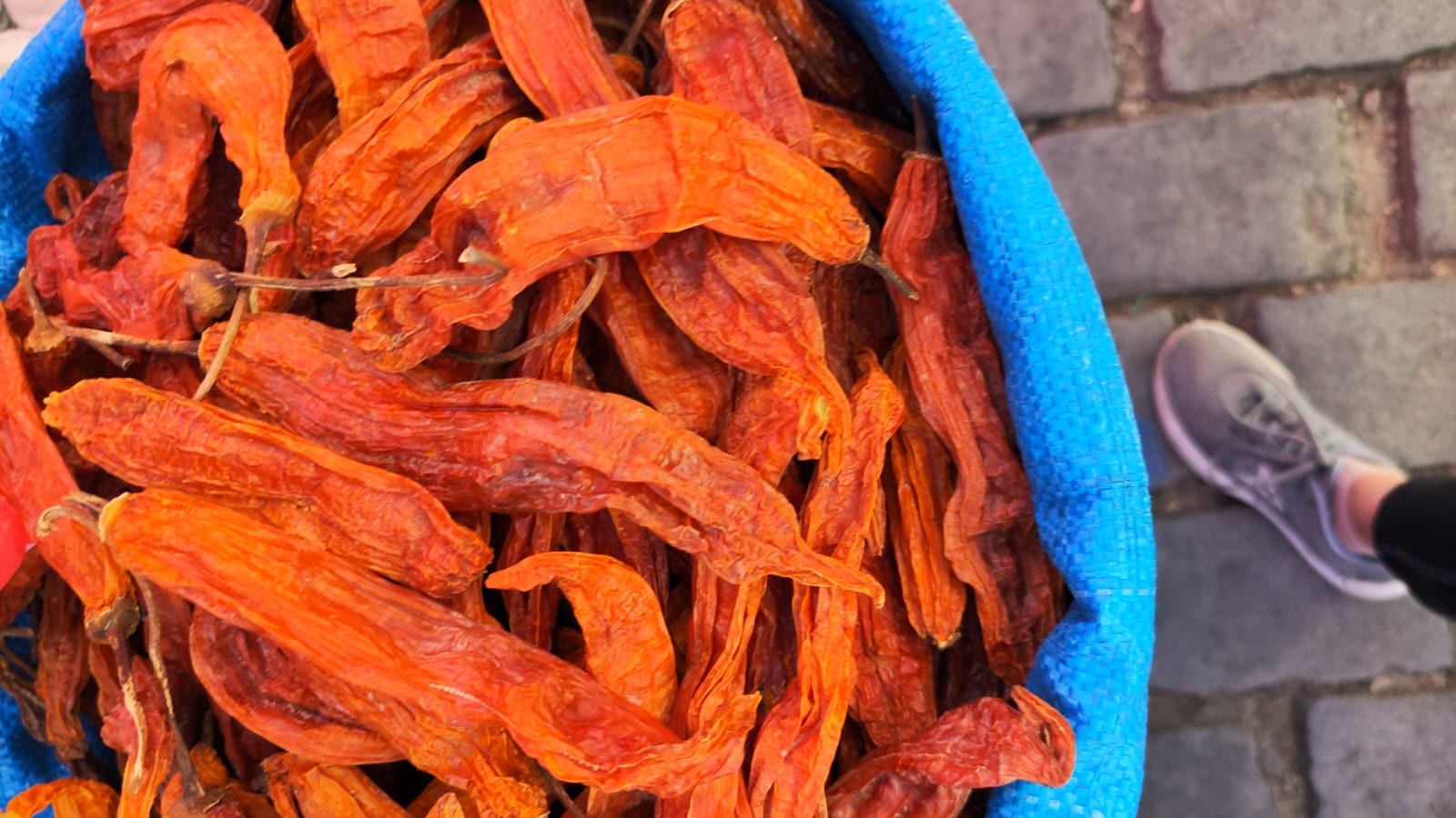 Dried chillies for sale at the Mercado Rodriguez in La Paz