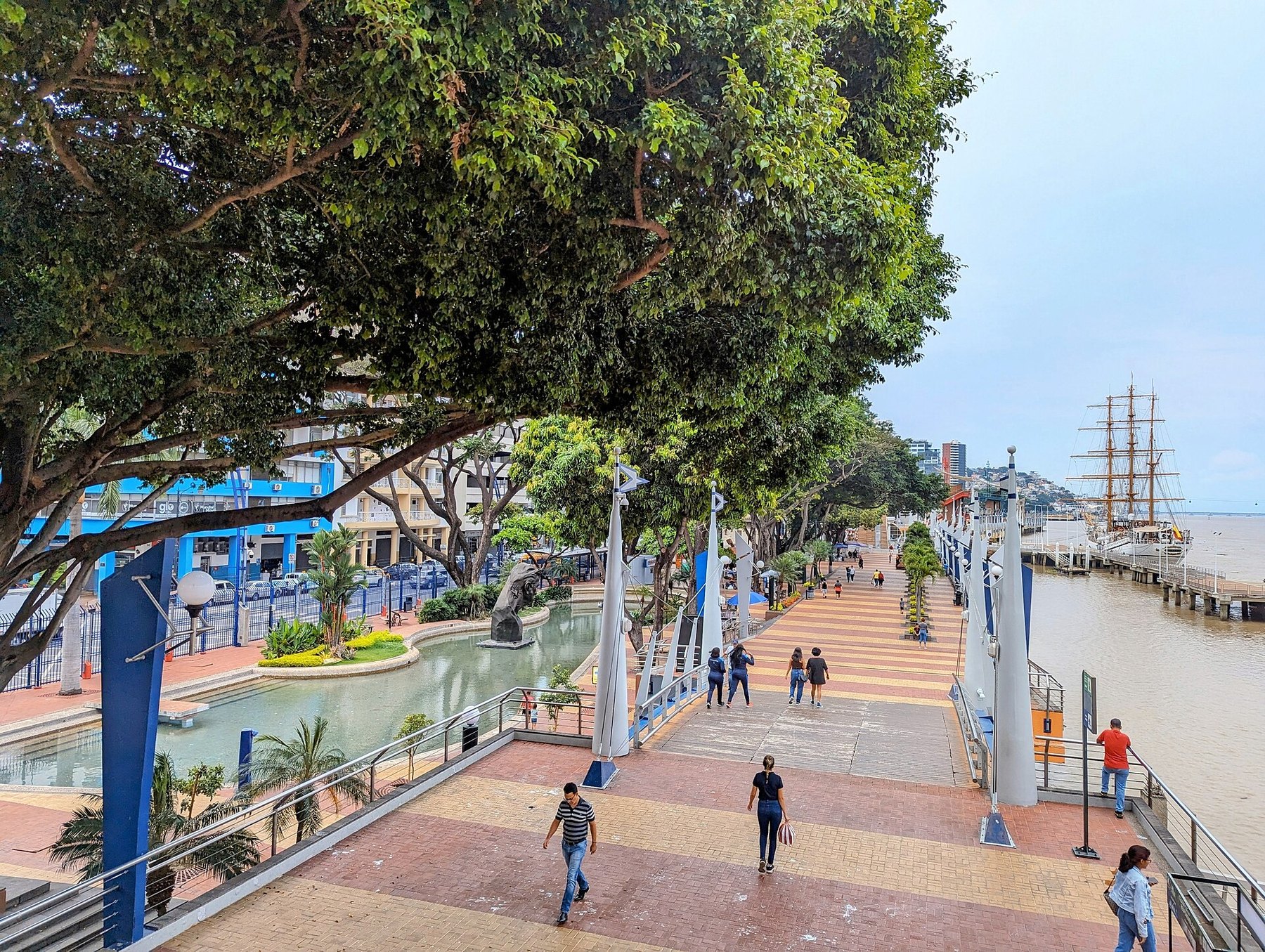 The Malecon 2000 waterfront promenade in Guayaquil, Ecuador