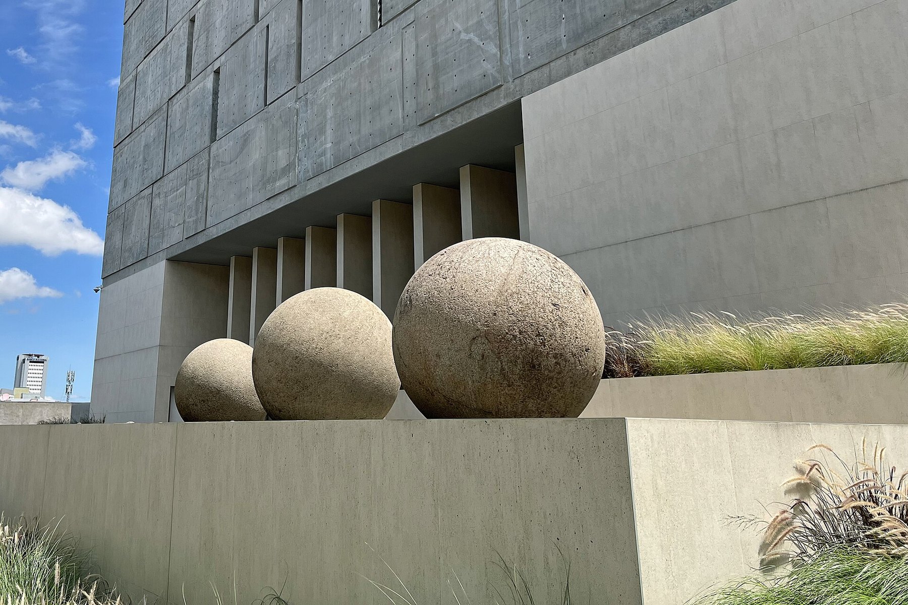Diquis stone spheres outside Costa Rica's Legislative Assembly