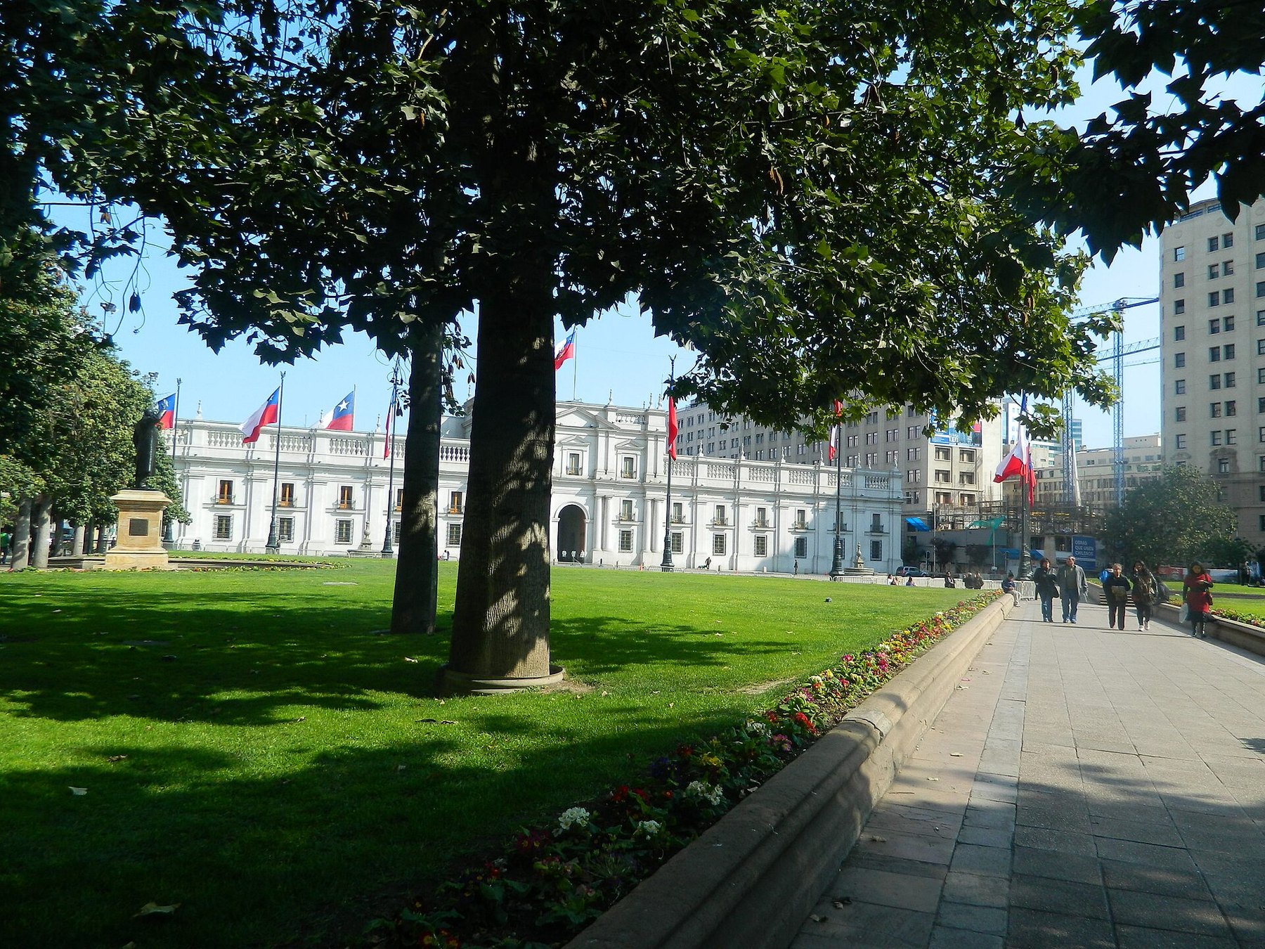 The Palacio de La Moneda seen from the park, Santiago