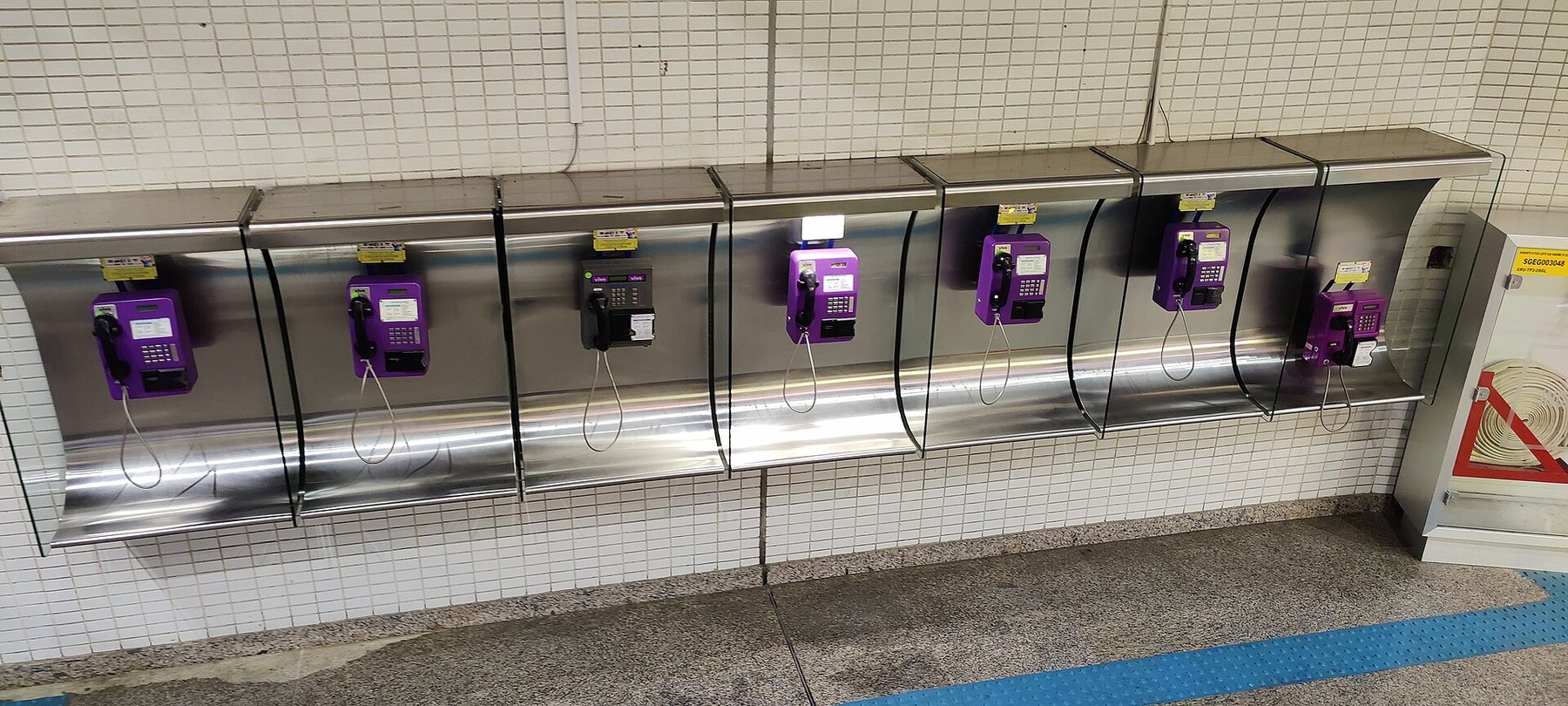 A row of public payphones at Guarulhos airport, Sao Paulo