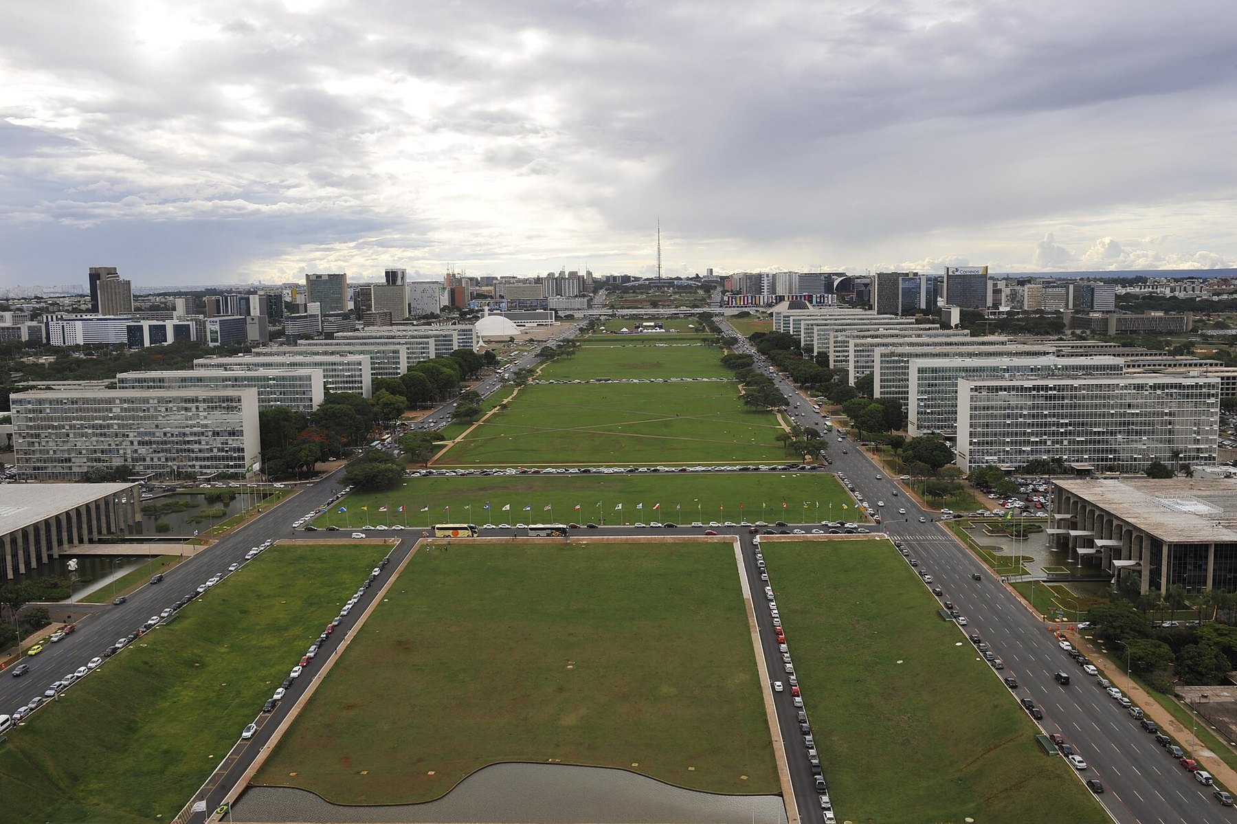 Aerial view of the Esplanada dos Ministerios and Congress in Brasilia