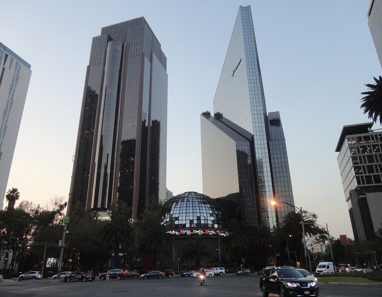 Mexican peso August gains tracked at the Bolsa Mexicana de Valores building on Paseo de la Reforma in Mexico City