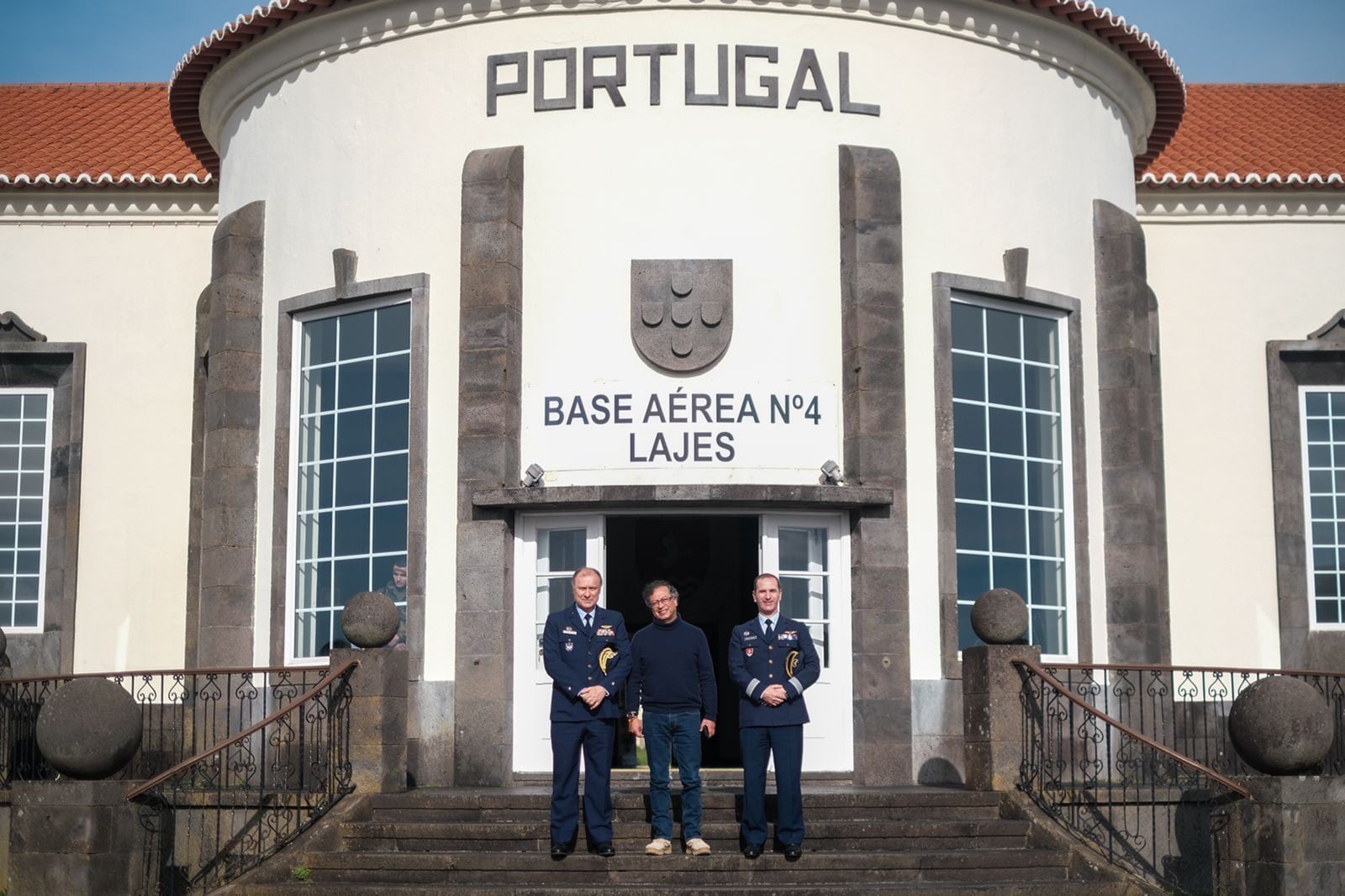 Gustavo Petro during a stopover at Lajes air base in the Azores in February 2024; his Mexico trip is his first abroad as ex-president