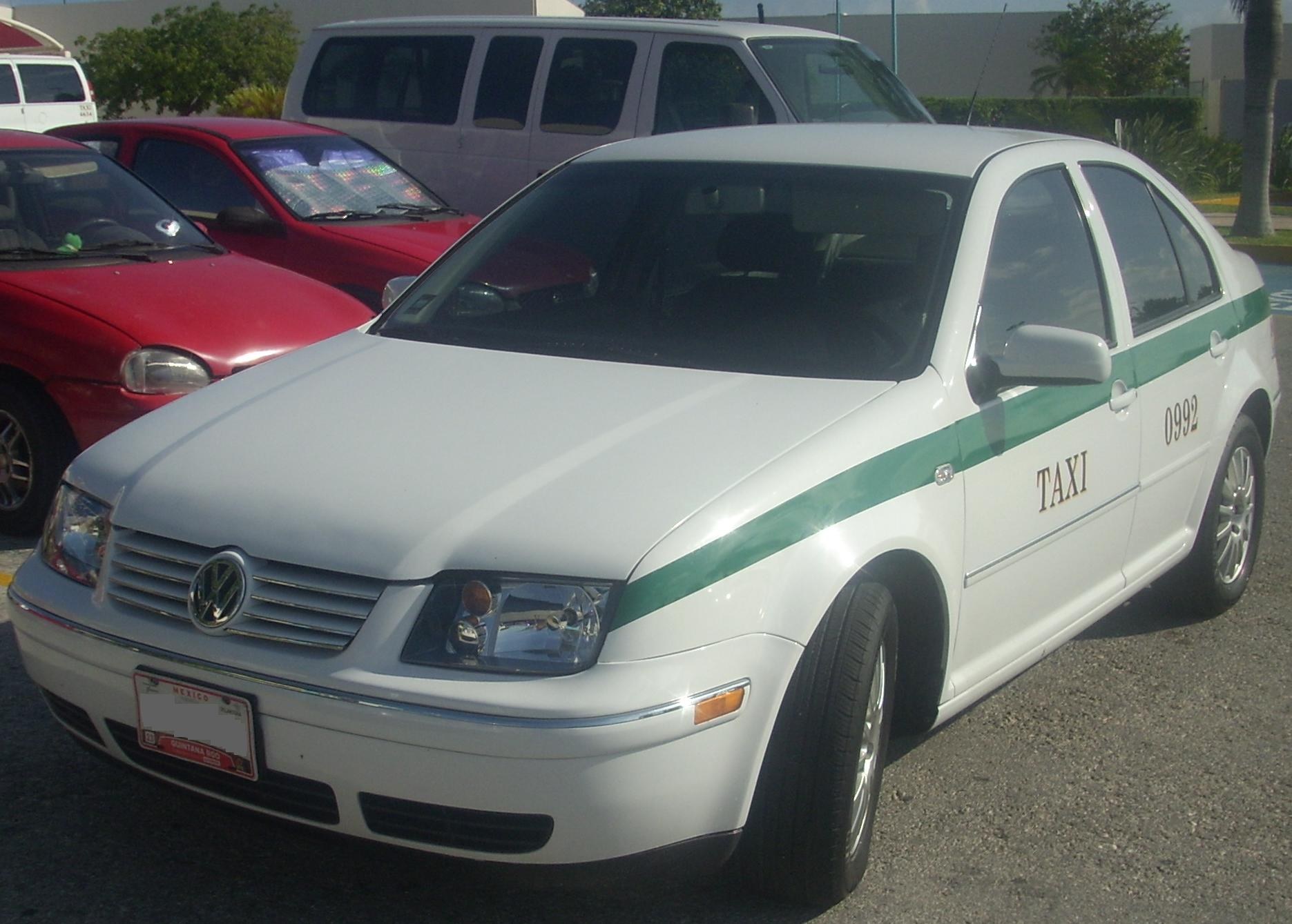 Volkswagen Puebla layoffs — a Volkswagen Jetta taxi in Mexico; the Jetta family was built for decades at the Puebla plant