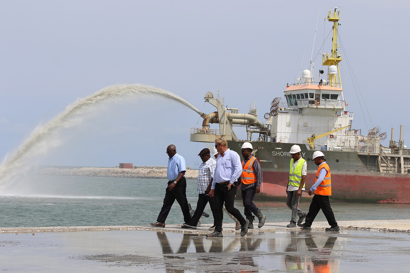 Dangote refinery injunction - a dredging vessel at work on land reclamation at the refinery site in the Lekki Free Zone, Lagos