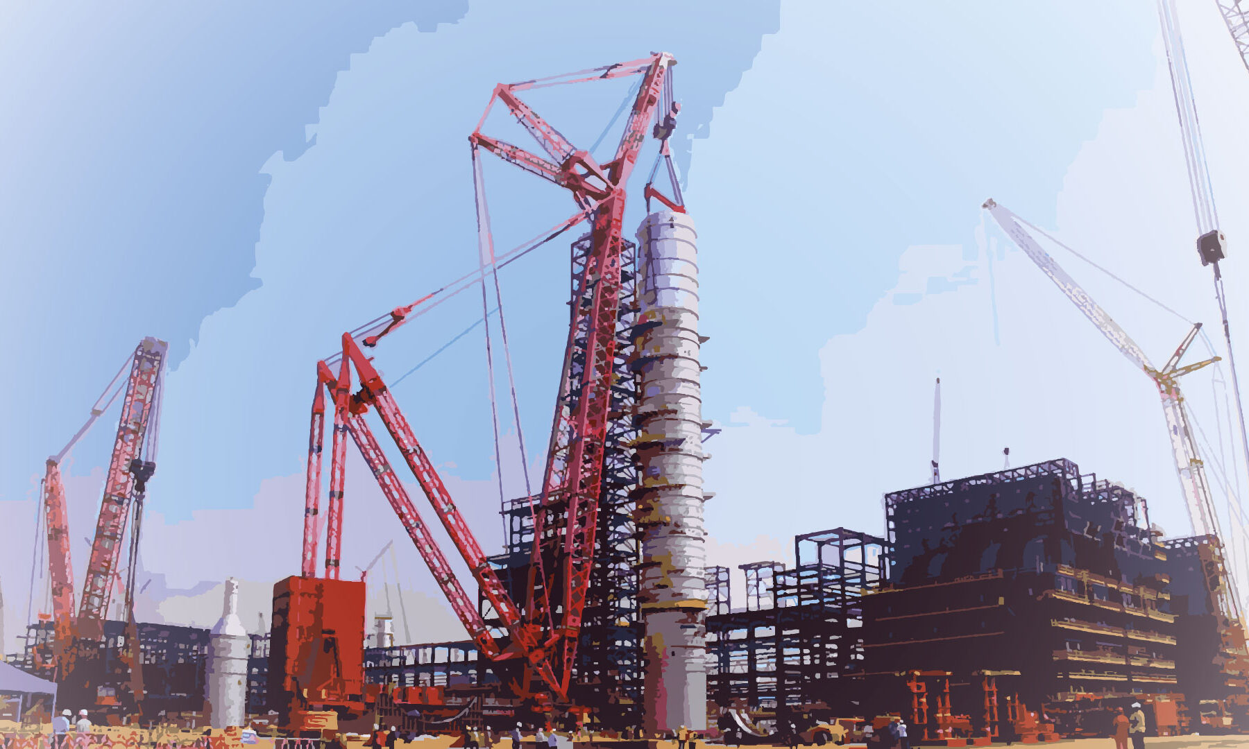 Dangote refinery IPO - the crude distillation column being installed at the Lekki plant, Lagos