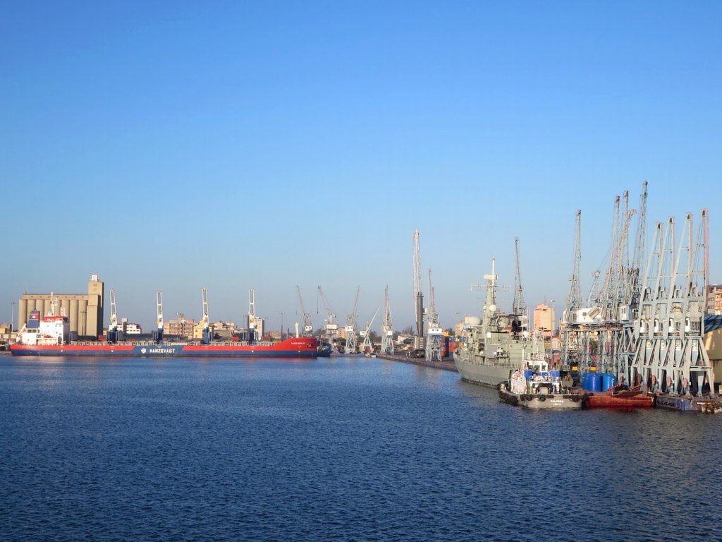 The port of Lobito, Angola, beside the Lobito refinery site