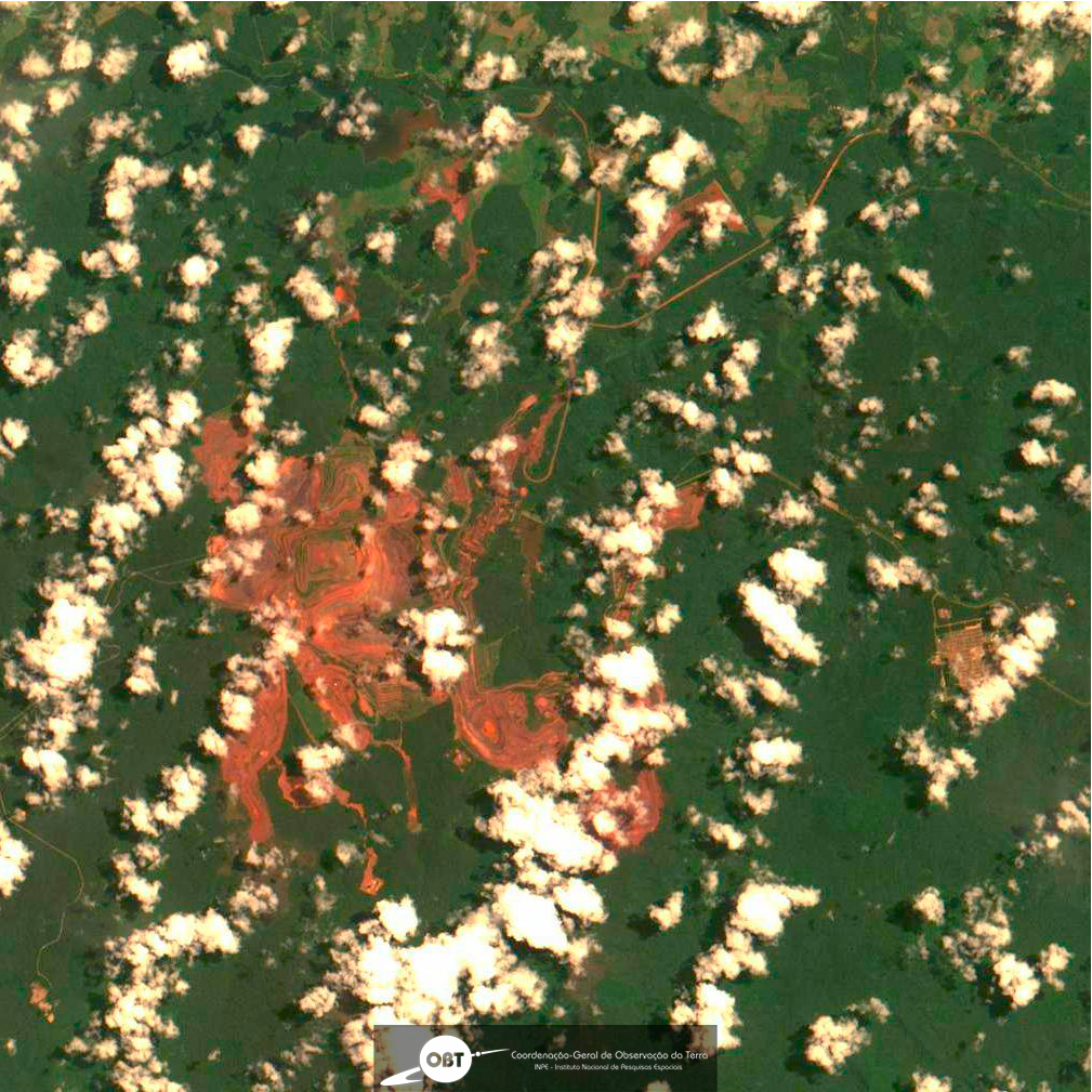 Satellite view of Vale iron ore mining near Parauapebas in the Carajas region of Para, Brazil