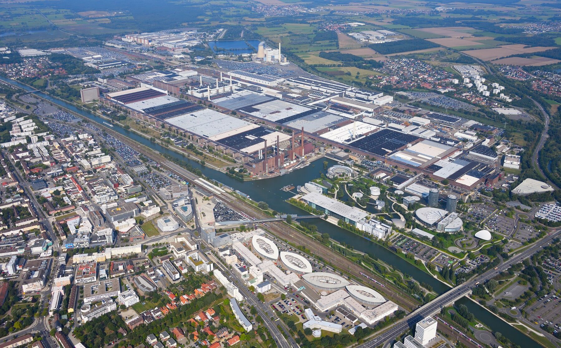 Aerial view of the Volkswagen plant in Wolfsburg, Germany