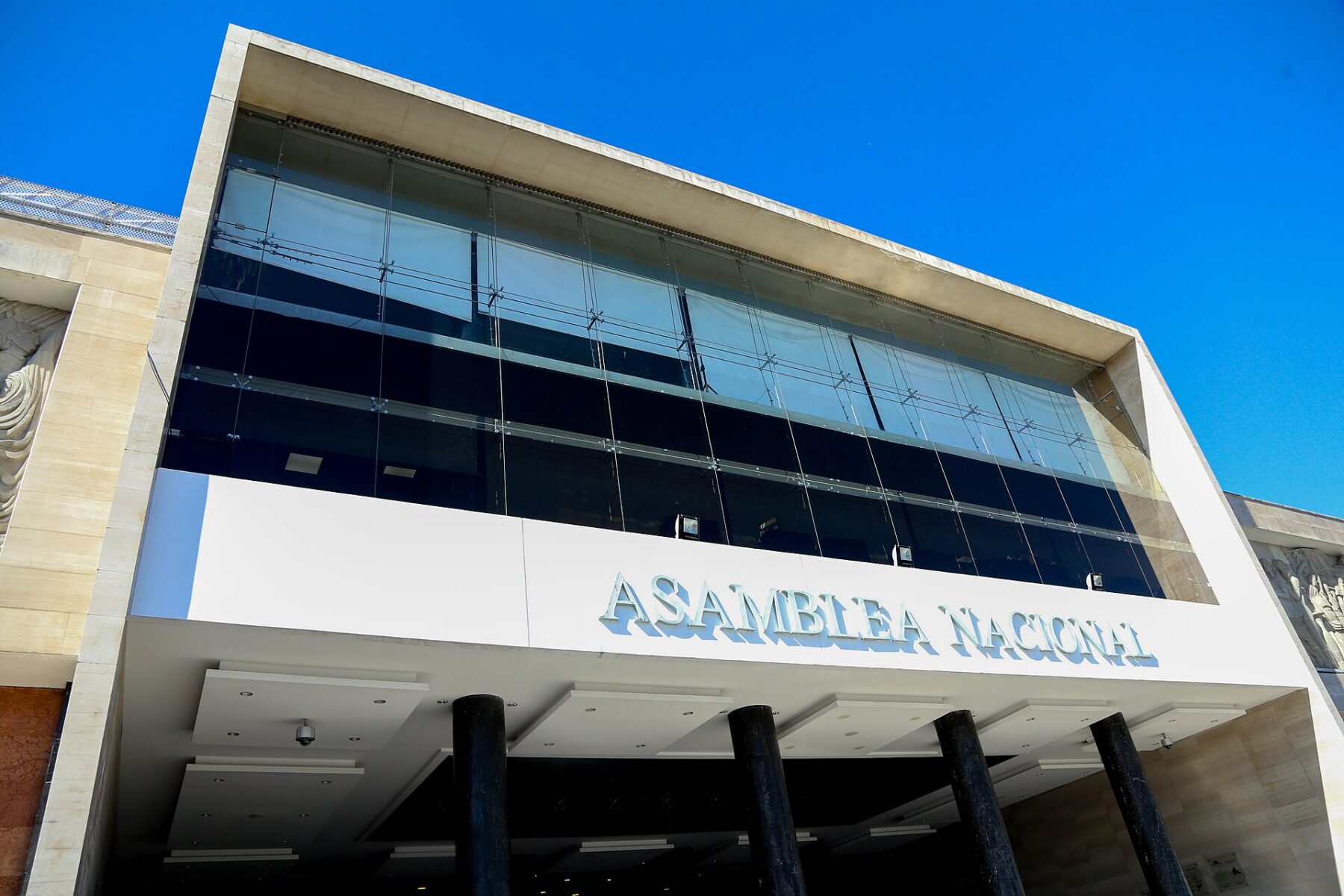 Facade of Ecuador's National Assembly building in Quito