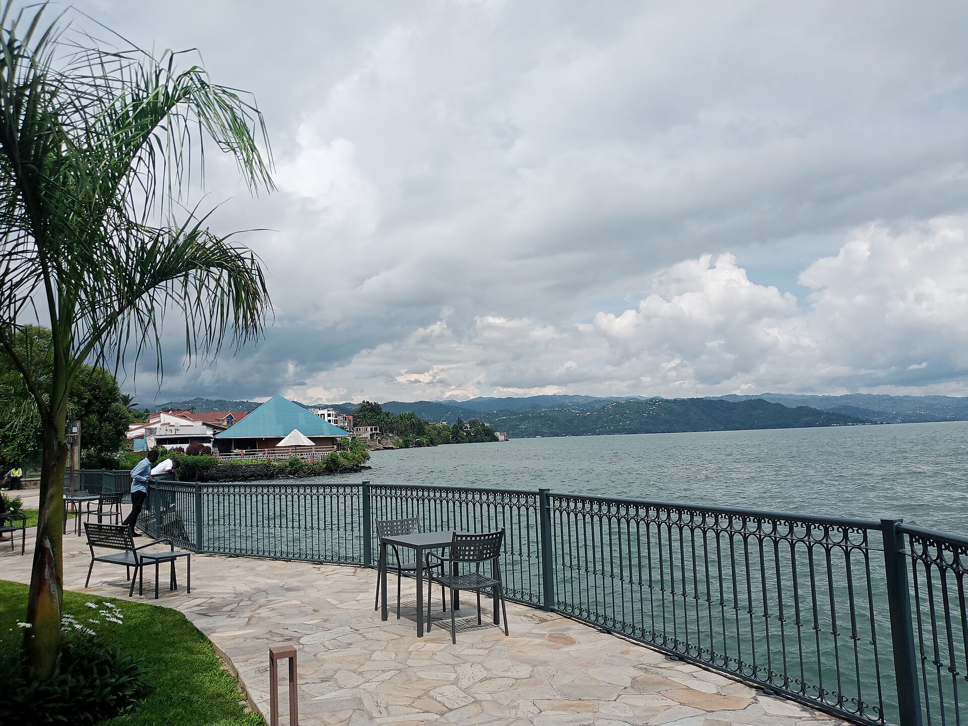 Construction work on the shore of Lake Kivu at Goma