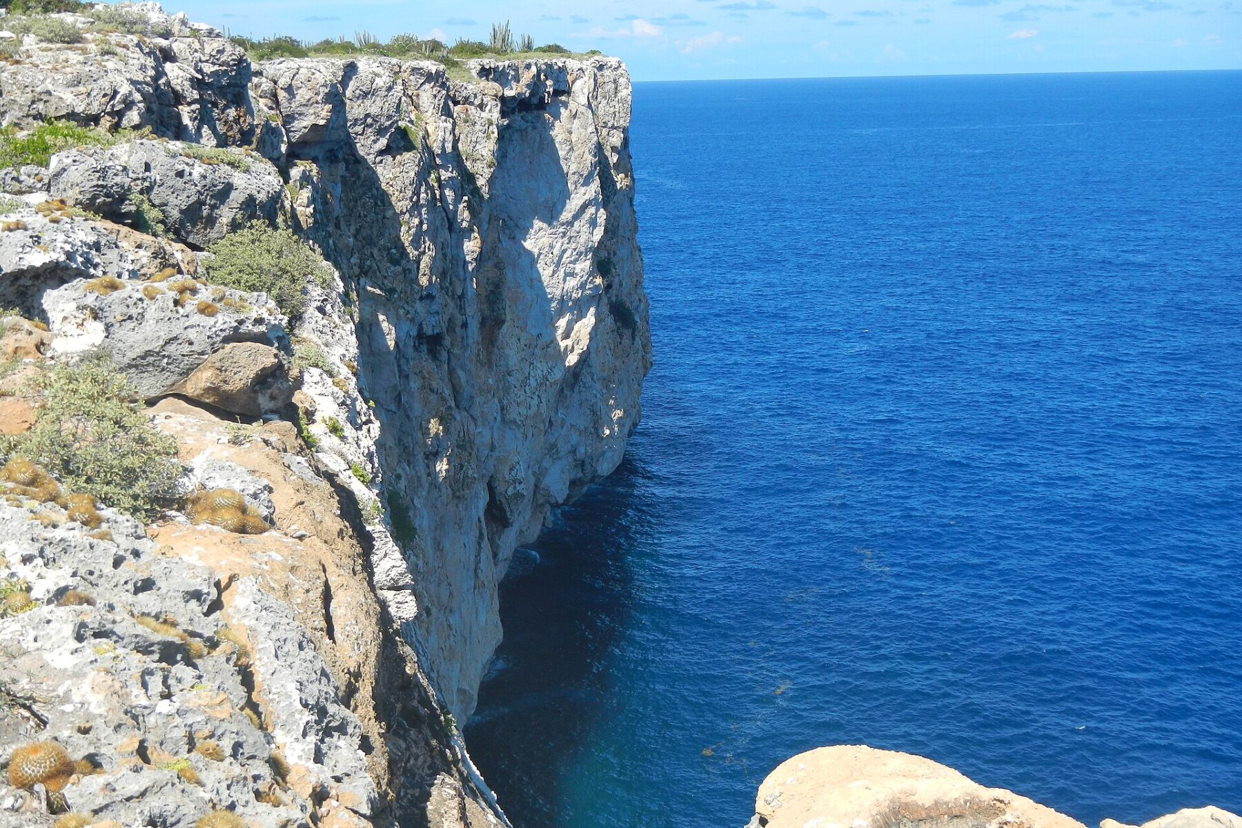 Cliffs of Mona Island above the sea in the Mona Passage