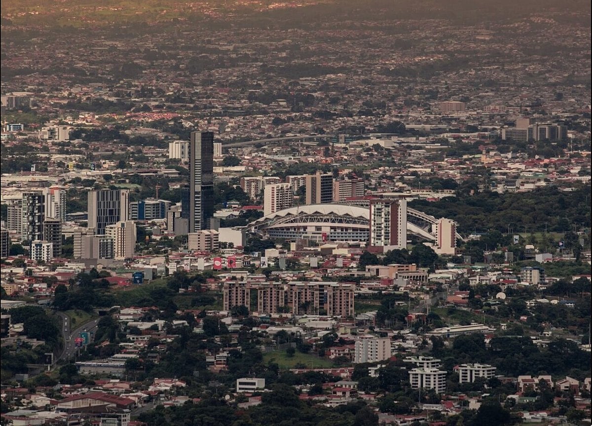 Aerial view over downtown San José, Costa Rica