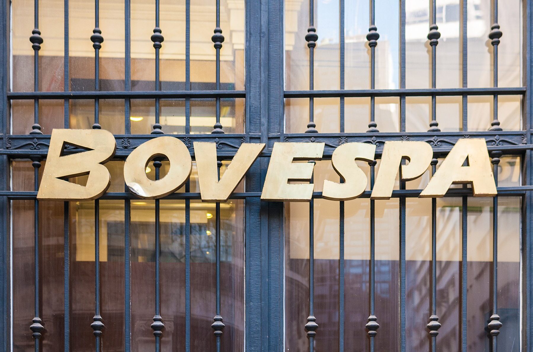 The Bovespa sign at the stock exchange in Sao Paulo