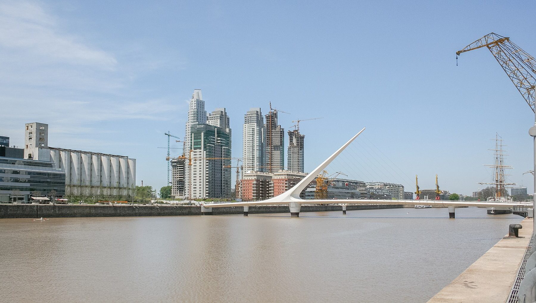 The Puente de la Mujer and Puerto Madero skyline in Buenos Aires