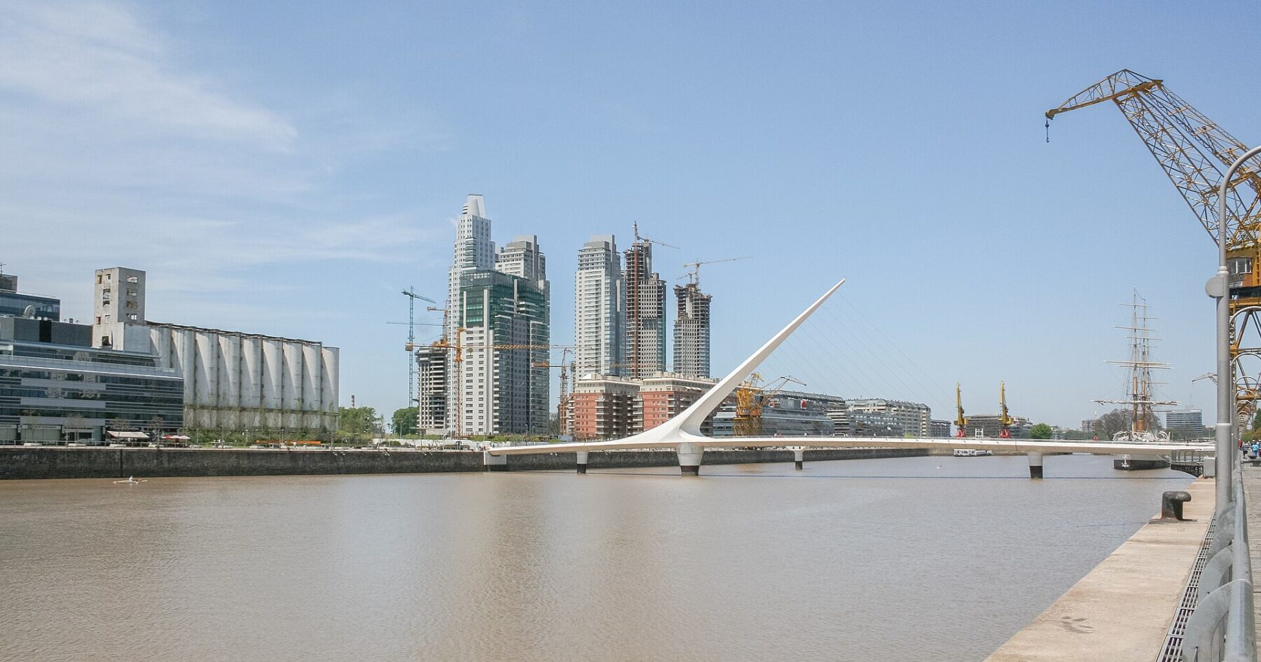 The Puente de la Mujer and Puerto Madero skyline in Buenos Aires