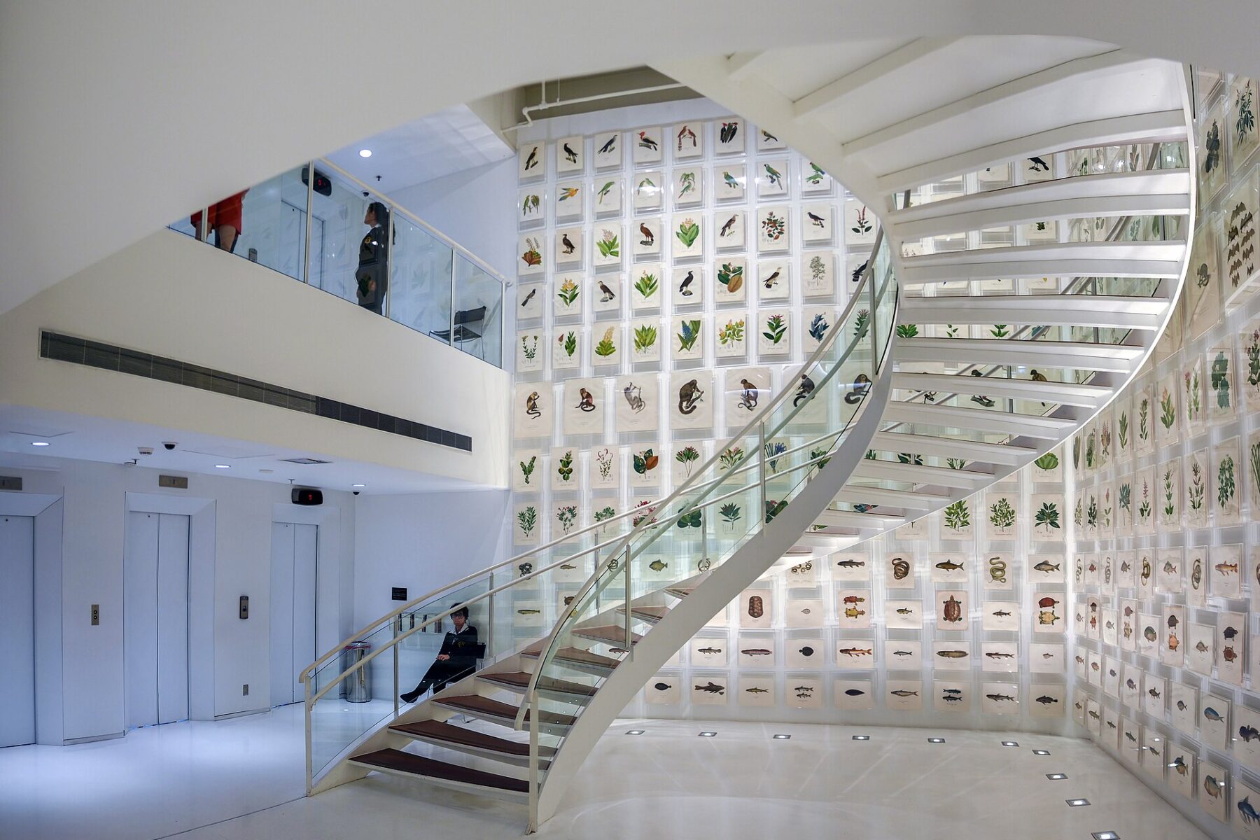 The spiral staircase inside Itaú Cultural on Avenida Paulista