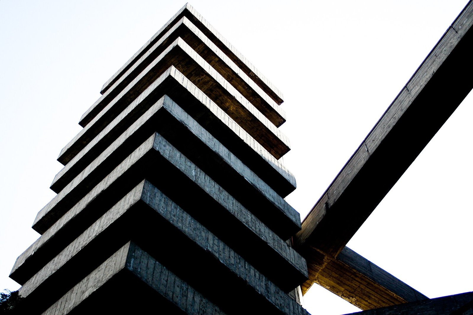 The concrete tower of Sesc Pompeia, designed by Lina Bo Bardi.