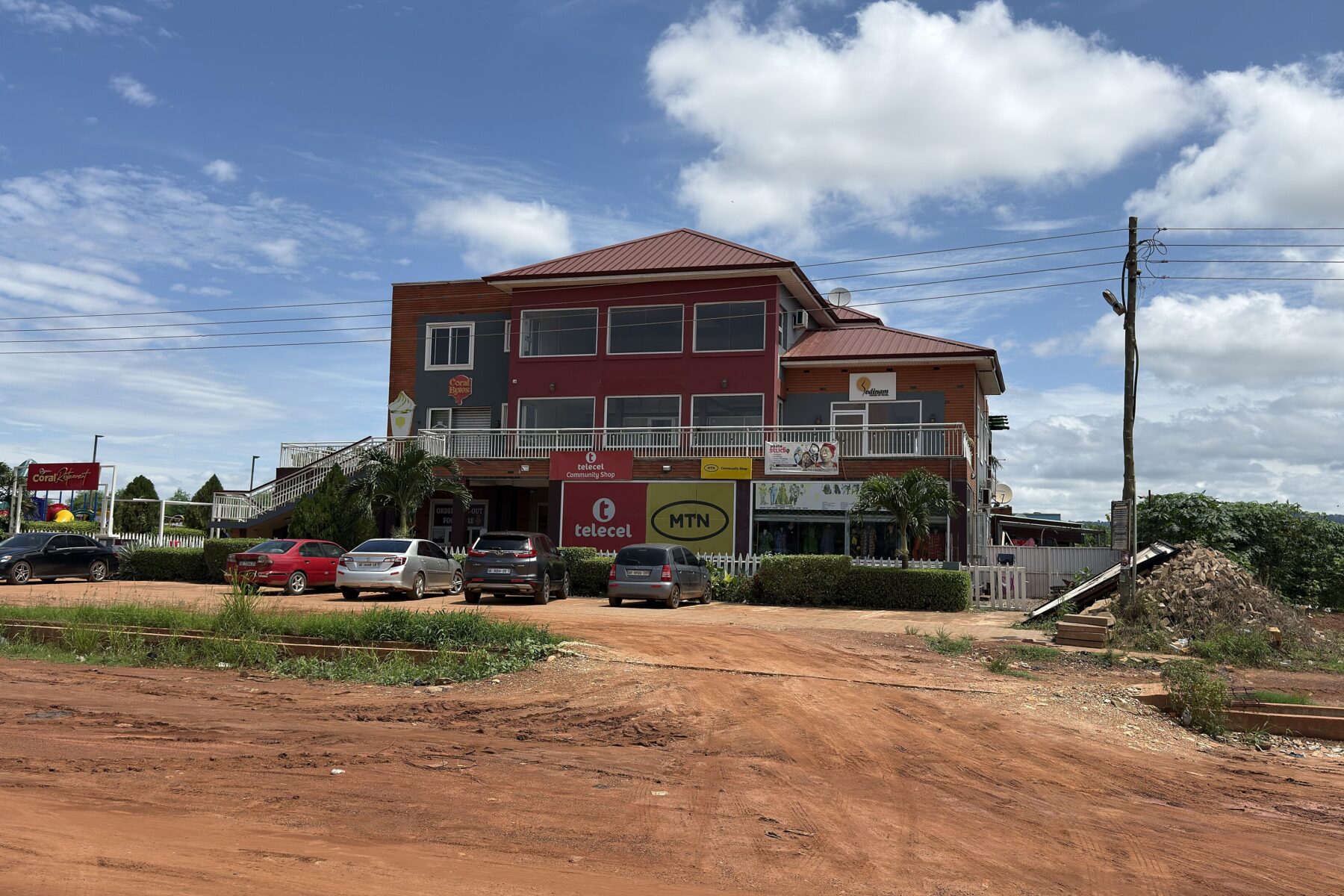 Telecel and MTN mobile phone shops side by side in Ghana