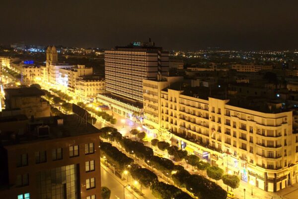 Tunisia explained 2026: Avenue Habib Bourguiba in central Tunis at night