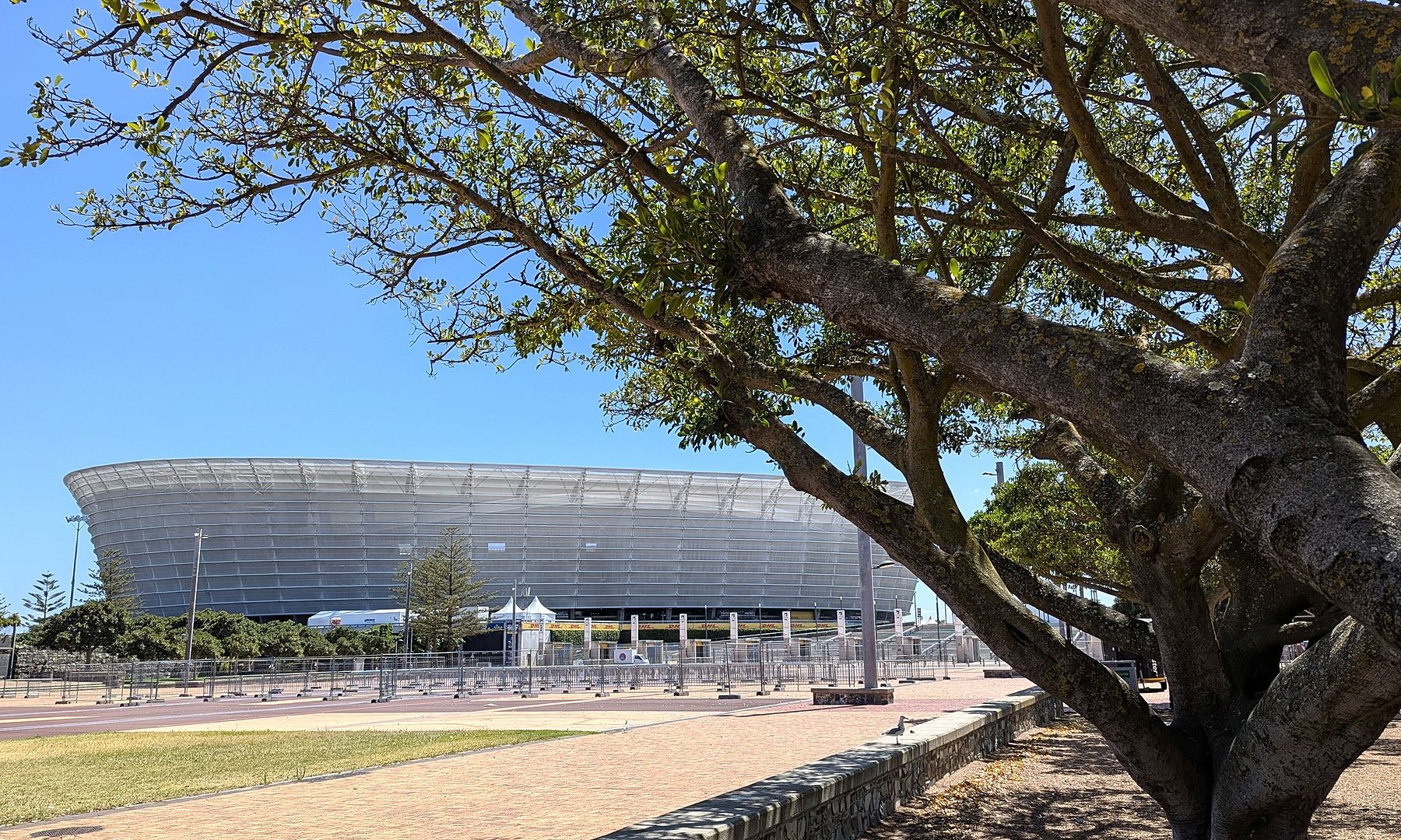 Cape Town Stadium seen from Green Point Park in Green Point, Cape Town, South Africa, the precinct where Tyla performs on 4 January 2027