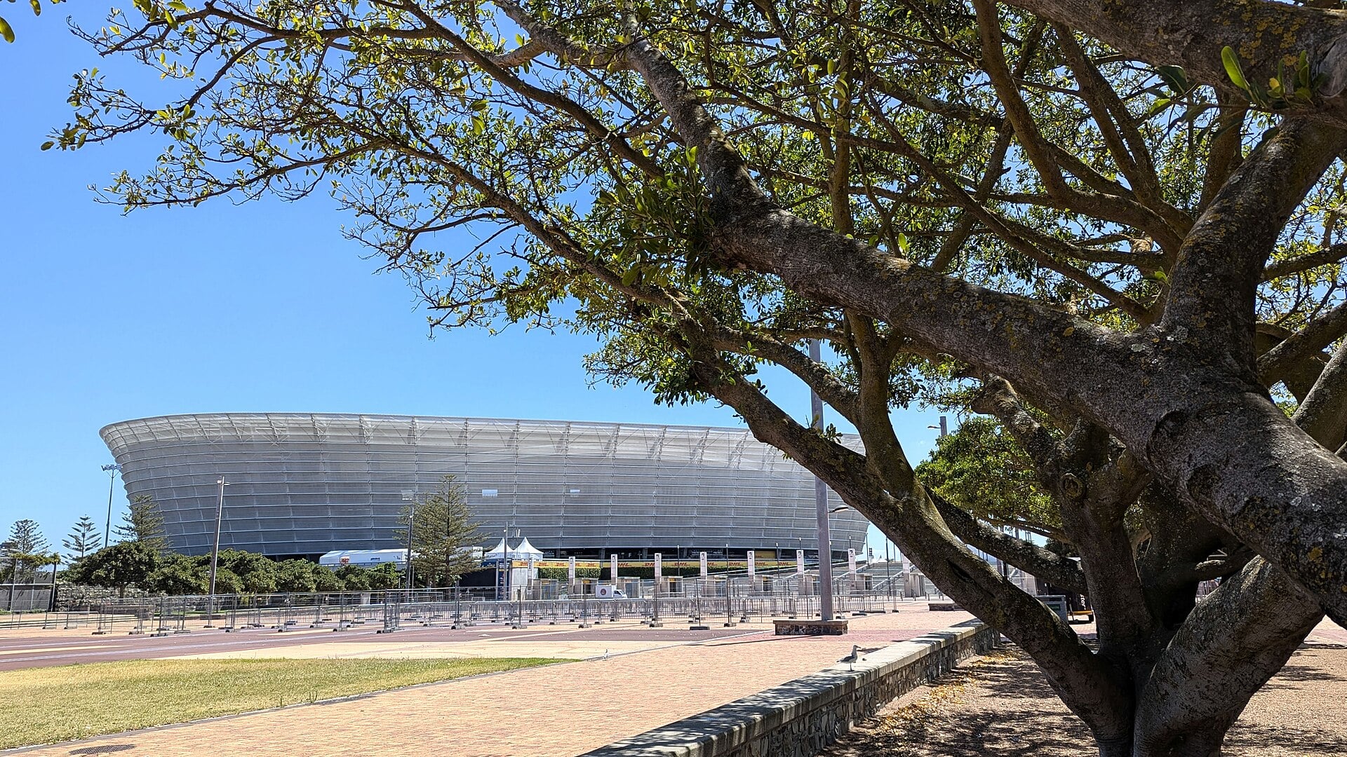 Cape Town Stadium seen from Green Point Park in Green Point, Cape Town, South Africa, the precinct where Tyla performs on 4 January 2027