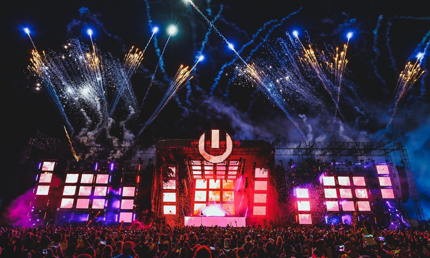Fireworks over the Ultra main stage at the Johannesburg edition in 2017, a preview of ULTRA South Africa 2027 in Johannesburg and Cape Town