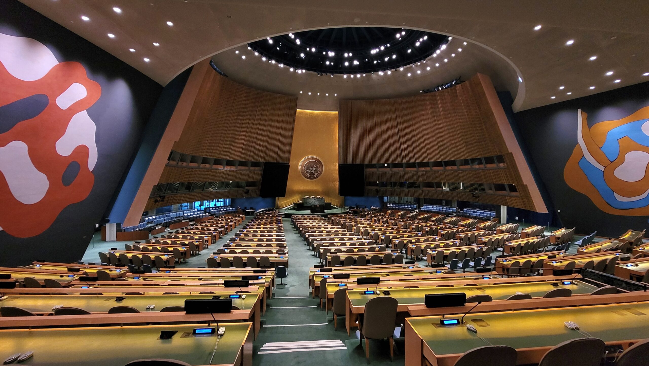 The United Nations General Assembly hall in New York