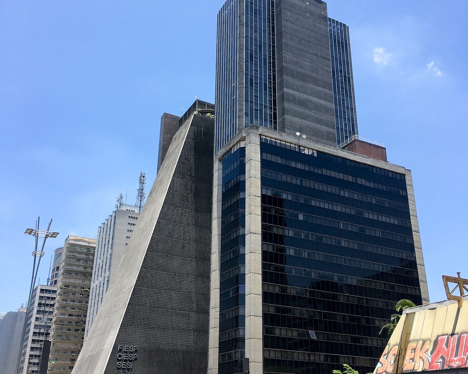 Office towers and the MASP museum on Avenida Paulista in Sao Paulo