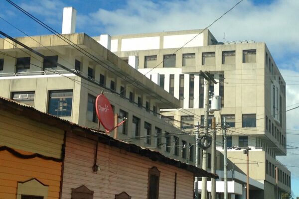 Buildings on a street corner in Guatemala City