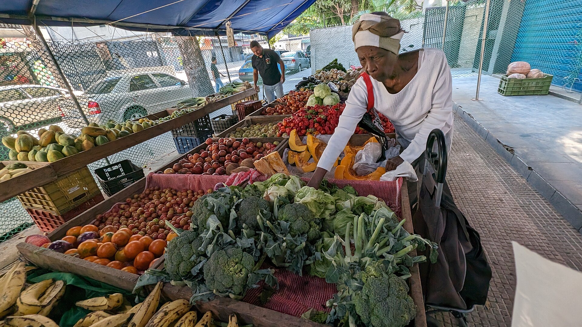 A street market stall with fruit and vegetables in Caracas, Venezuela