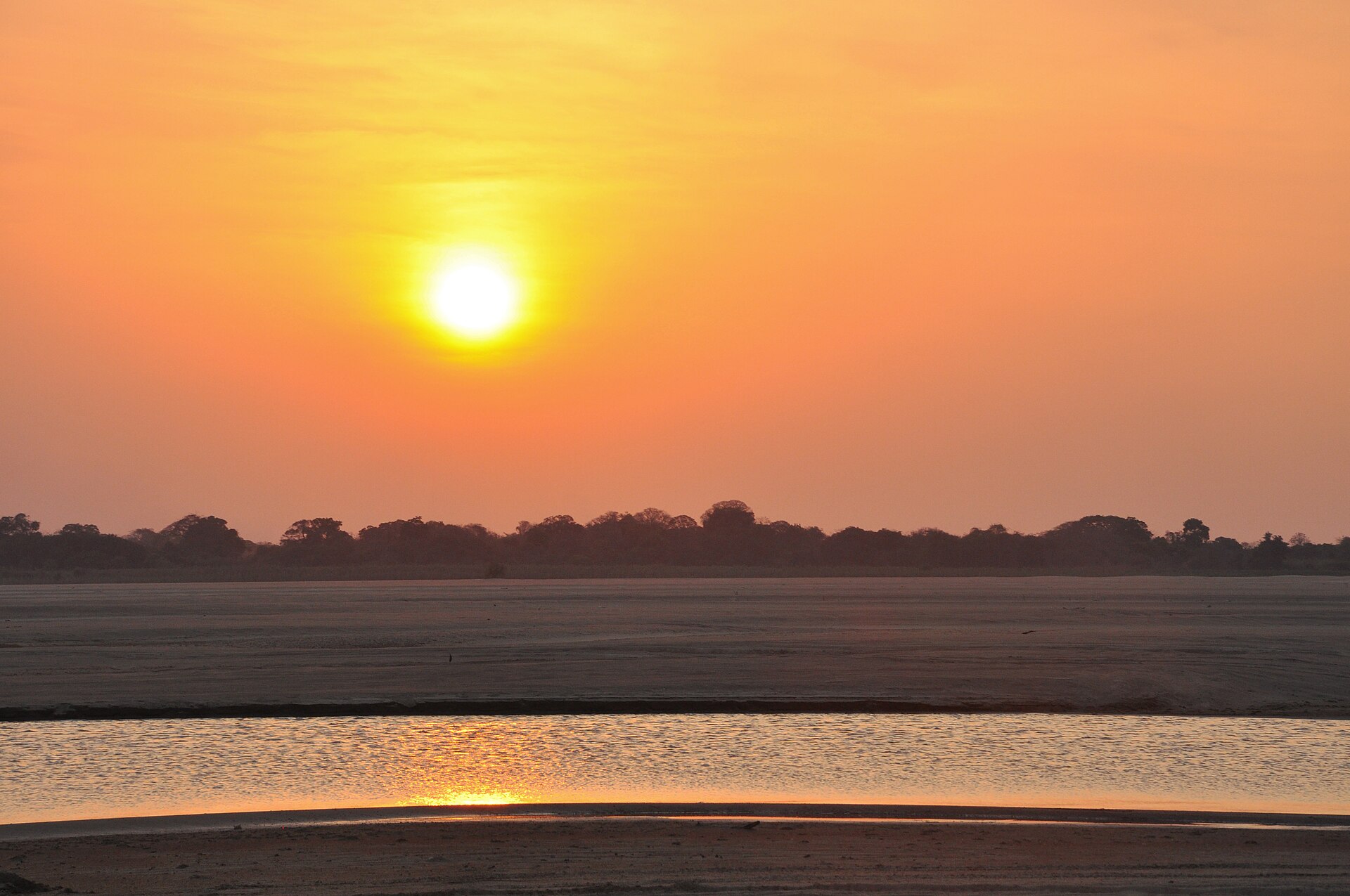 Sunset over the Orinoco river in Venezuela