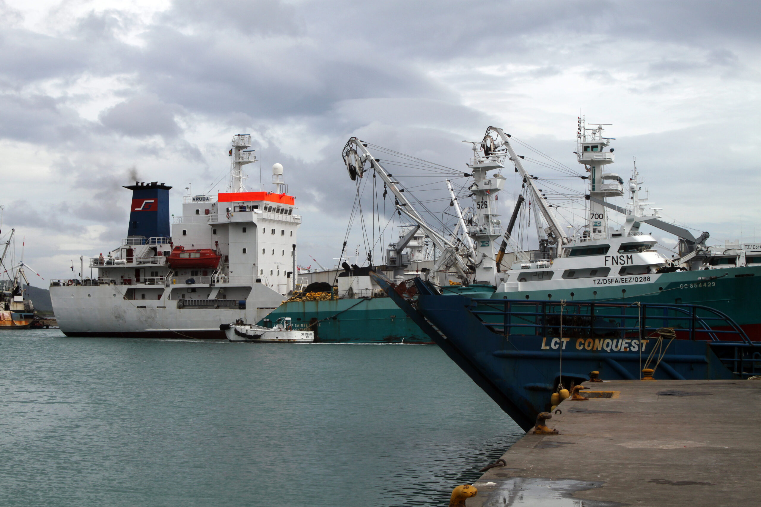 Seychelles blue economy — tuna vessels in Victoria harbour