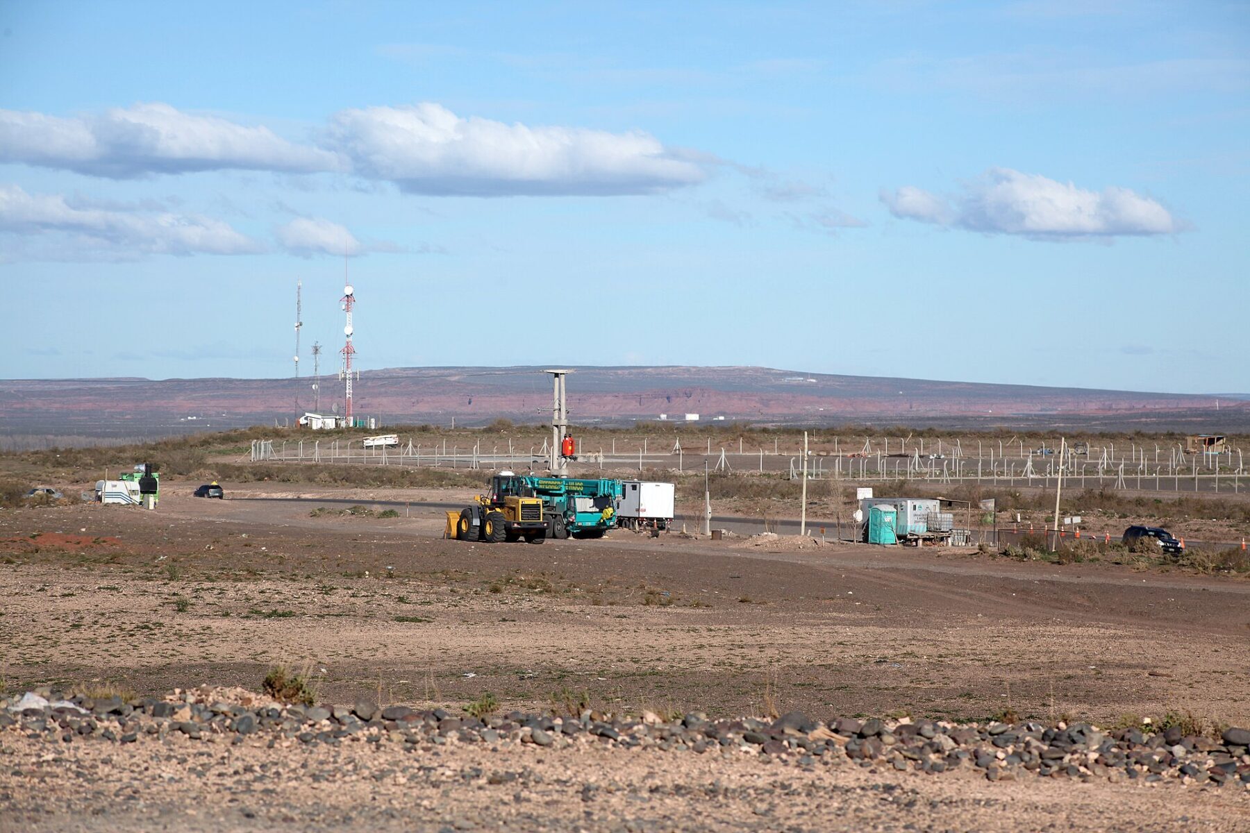 Heavy equipment on the outskirts of Añelo in Neuquén, the hub of the Vaca Muerta shale play
