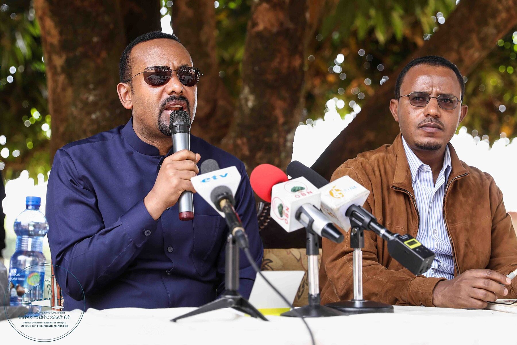 Abiy Ahmed speaking at a press event, file photo