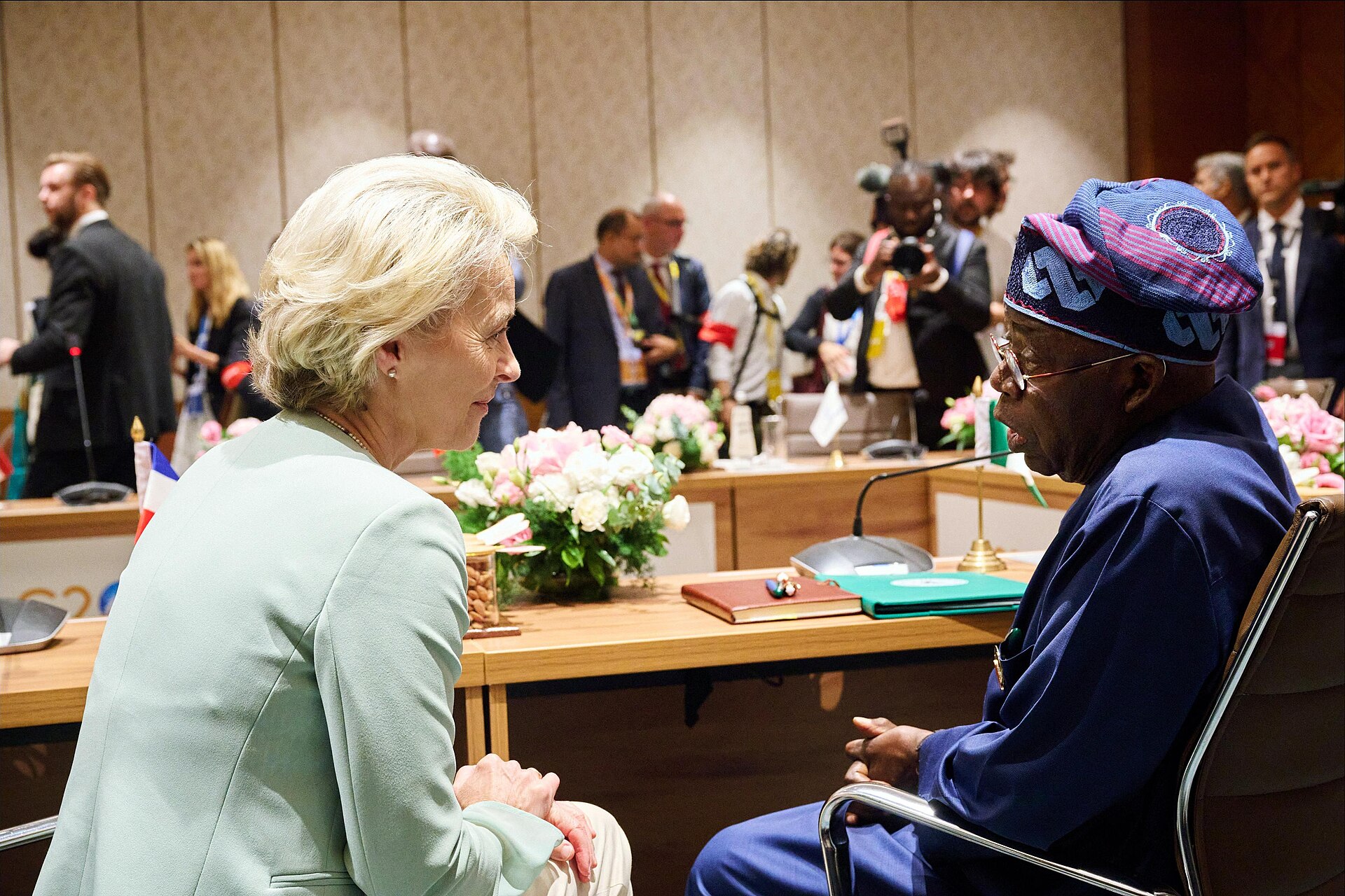 Bola Tinubu, Nigeria's president, in talks with European Commission President Ursula von der Leyen in 2023