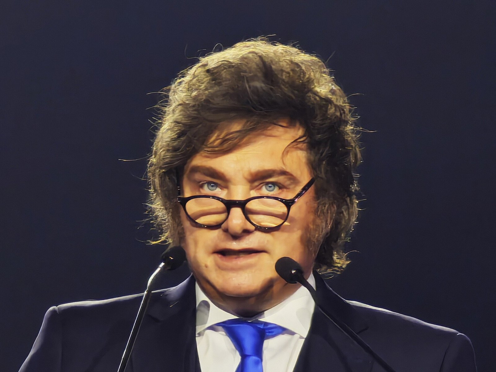 Javier Milei speaking at the CPAC Hungary conference in March 2026