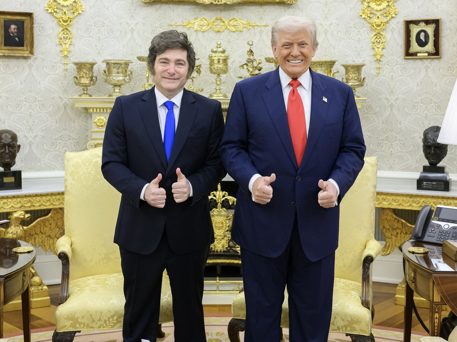 Javier Milei and Donald Trump in the Oval Office on 14 October 2025