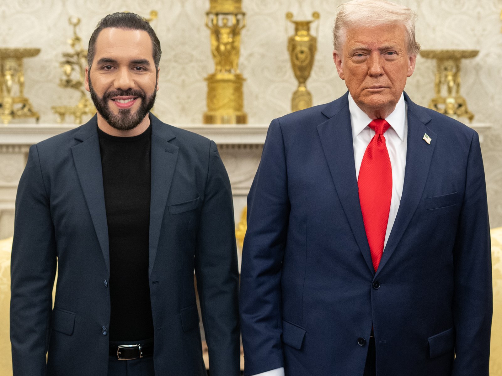 Nayib Bukele and Donald Trump in the Oval Office on 14 April 2025