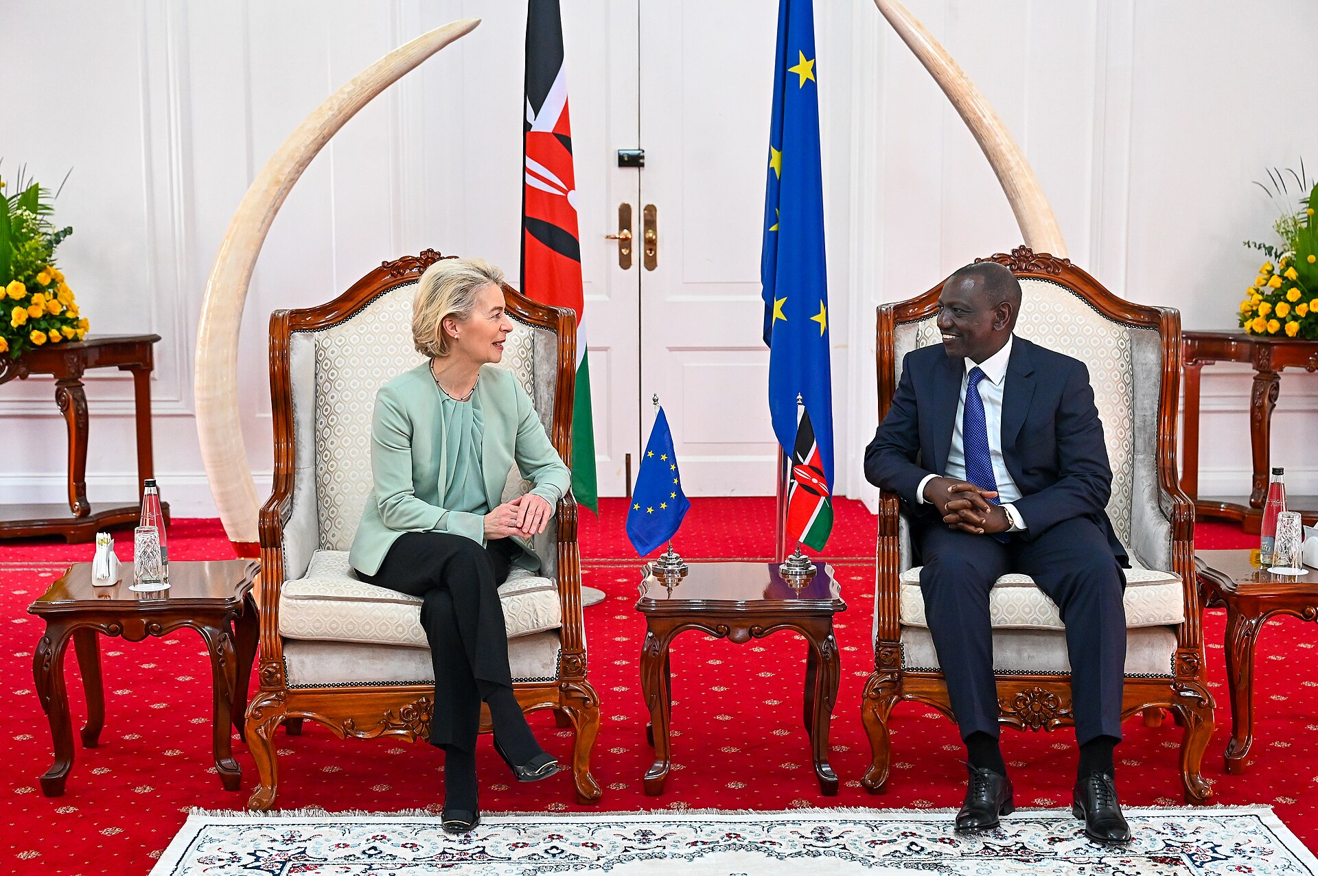 William Ruto receives European Commission President Ursula von der Leyen in Nairobi in December 2023