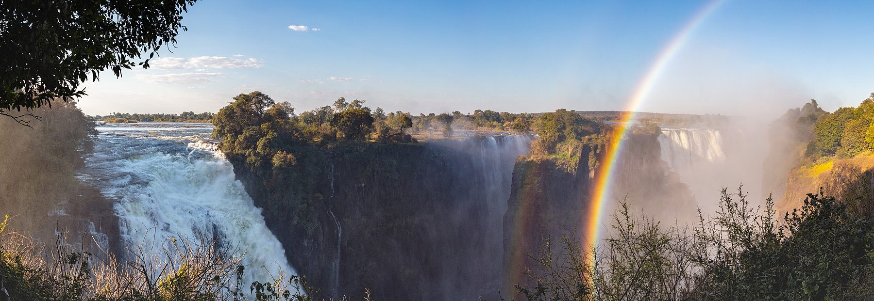Zambia visa and residency 2026 — Victoria Falls on the Zambezi between Zambia and Zimbabwe