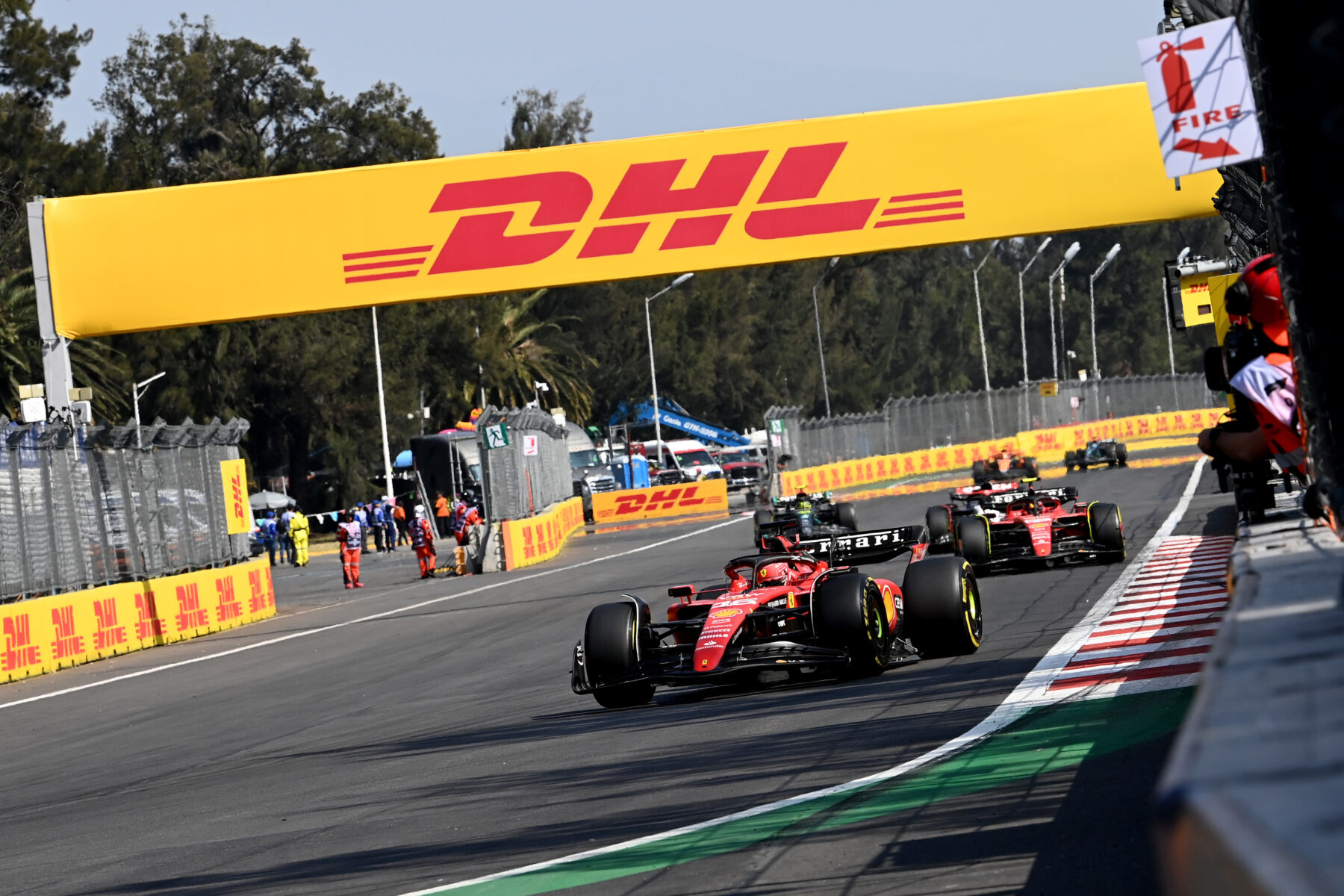 Ferrari cars on track at the Mexico City Grand Prix, 2023