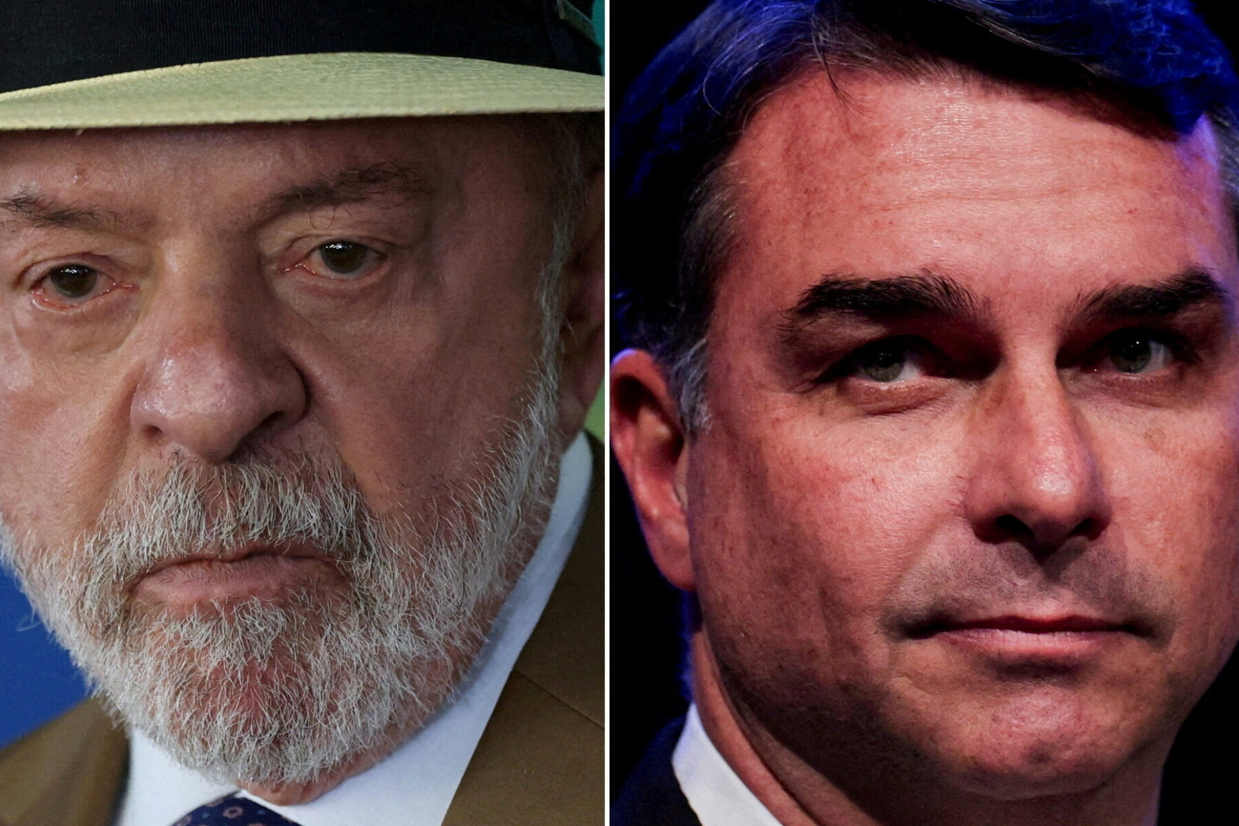 FILE PHOTO: A combination image shows Brazil's President Luiz Inacio Lula da Silva and senator Flavio Bolsonaro