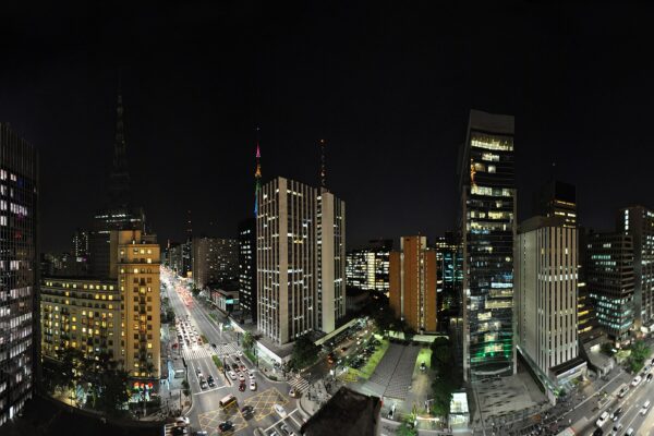 Avenida Paulista and office towers at night in São Paulo