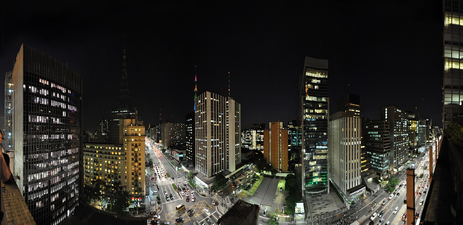 Avenida Paulista and office towers at night in São Paulo